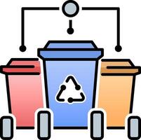 Waste Sorting Icon Logo. Illustration of separate bin, trash can and disposal container for recycling garbage. vector