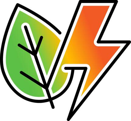 Leaf and lightning power icon. Eco friendly energy logo.