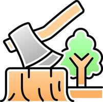 Deforestation icon. Forest tree cutting with lumber axe logo. Illustration of forest conservation. vector