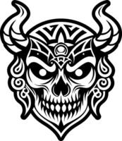 A glyph style icon of horned skull symbol vector