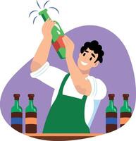 Cocktail mixing character illustration in flat style vector