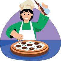 A flat style illustration of pizza maker character vector