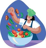 Salad mixer character illustration in flat style vector