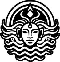 A solid style icon of water deity symbol vector