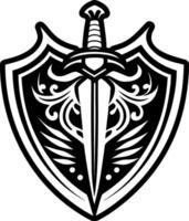 A solid style icon of sword shield symbol vector