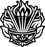 A filled style icon of incense sticks symbol vector
