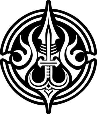 A solid style icon of trishul symbol
