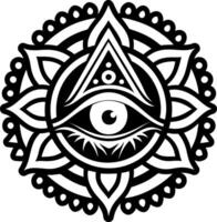 A solid style icon of third eye symbol vector