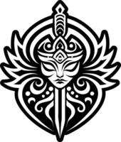 A glyph style icon of goddess sword symbol vector