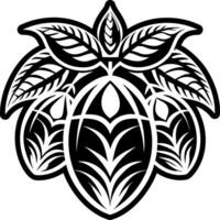 A solid style icon of mango leaves symbol vector