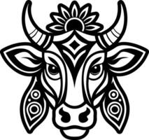 A cow head with tribal design on it vector