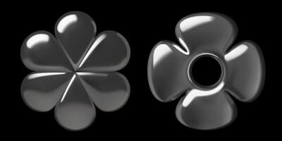 3d Chrome abstract flower geometric shape stickers vector