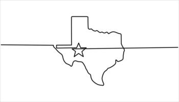 Texas state map continuous one line drawing illustration. Texas state map icon. vector