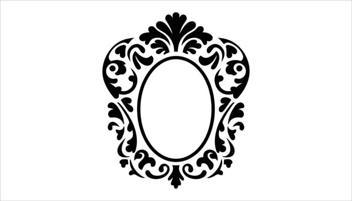 Elegant Floral Frame. Classic Victorian Border Illustration