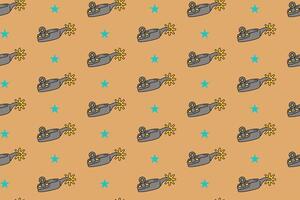 cowboy spurs with star colorful pattern on tan background. doodle steel spurs object seamless pattern background. western iron spurs seamless pattern for rodeo, wild west decor and merchandise vector