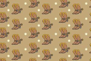 cowboy boot with star colorful pattern on tan background. doodle sheriff shoes object seamless pattern background. western boots seamless pattern for rodeo, wild west decor and merchandise vector