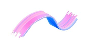 3D brush ribbon with color paint stroke. Abstract wave swirl flow in dynamic motion. Fluid gradient background in blue and pink with isolated ink texture. Modern graphic design for bright banner art vector