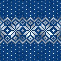 Scandinavian knitted seamless pattern. Norwegian native style sweater, ornament with snowflakes. Fair Isle design. Wool texture. Winter holiday background, decor vector