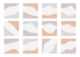 Card templates with abstract organic shapes for social media stories, posts, mobile apps. Square backgrounds with copy space for text, pastel colors. Trendy blog design vector