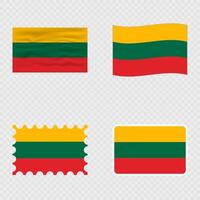 Lithuania national flag in four different styles. vector