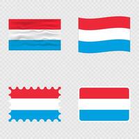 Luxembourg national flag in four different styles. vector
