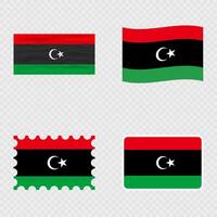 Libya national flag in four different styles. vector