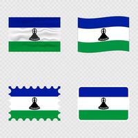 Lesotho national flag in four different styles. vector