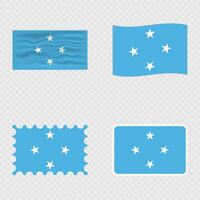 Micronesia national flag in four different styles. vector