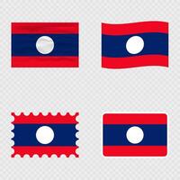 Laos national flag in four different styles. vector