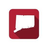 Connecticut map on red square with long shadow vector