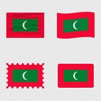Maldives national flag in four different styles. vector
