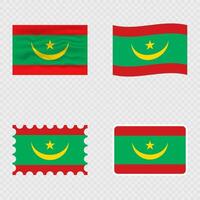 Mauritania national flag in four different styles. vector