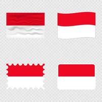 Monaco national flag in four different styles. vector