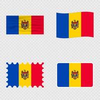 Moldova national flag in four different styles. vector