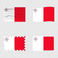 Malta national flag in four different styles. vector