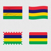 Mauritius national flag in four different styles. vector