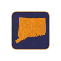 Connecticut state map square with grunge texture. vector