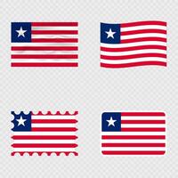 Liberia national flag in four different styles. vector