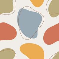 Organic shapes seamless pattern. Hand drawn with colorful abstract forms and lines, pastel colors. Background for prints, fabrics, posters, covers, social media posts. vector