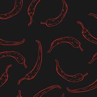 Seamless pattern with chili pepper. Hand drawn illustration vector