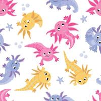 Seamless pattern with axolotl. Endless textures for your design vector