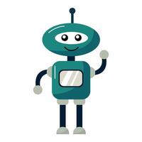 Friendly cartoon robot character. White background, isolate vector