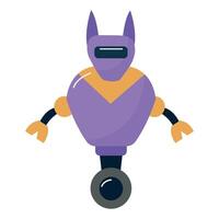 Cartoon purple robot character. White background, isolate vector