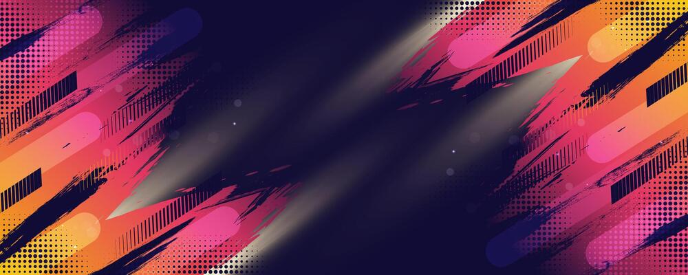 Abstract Colorful Grunge Background with Brush Strokes and Halftone Style. for Sport Banner, Poster or Cover Design