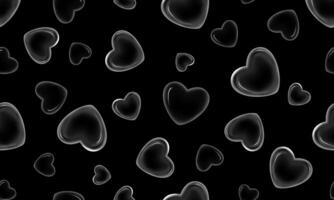 Colorful hearts seamless pattern on black background. monochrome vintage background. vector