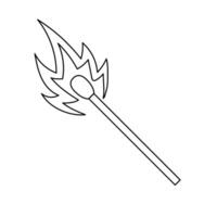 Lit Matchstick Outline Icon Illustration on White Background vector