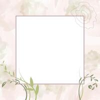 Elegant boho Watercolor Square Frame with Floral and Greenery Design vector