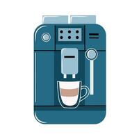 Coffee machine with a cup of a coffee, isolated on white background, automatic equipment for home. vector