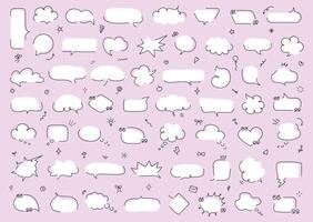 Hand drawn underline callouts. Loose line speech bubble, doodle half frames for thought, direct speech and quotes. Blank text clouds and message boxes with outline, cute set vector