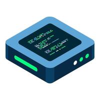 Isometric futuristic server. Isometric database or data center. Abstract blockchain. Computer storage. Cloud storage. illustration. vector